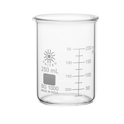 United Scientific® Low-Form Graduated Glass Beakers, 250 mL, 12/Pack