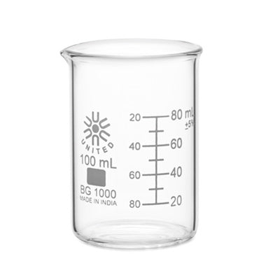 United Scientific® Low-Form Graduated Glass Beakers, 100 mL, 12/Pack